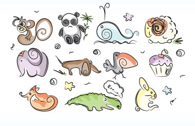 Set of cartoon animals clipart