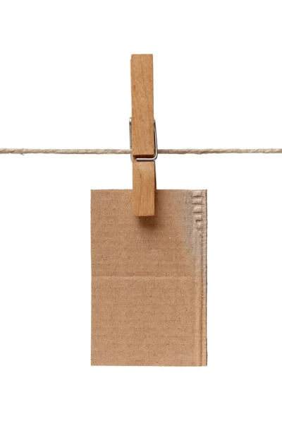 stock image Clothes peg and note paper on clothes line rope