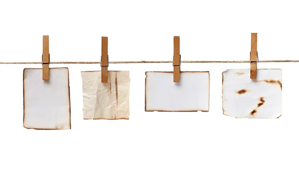 stock image Clothes peg and note paper on clothes line rope