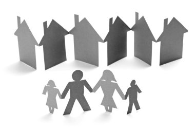 Kağıt ve ev şekli bağlantı zinciri kesmek