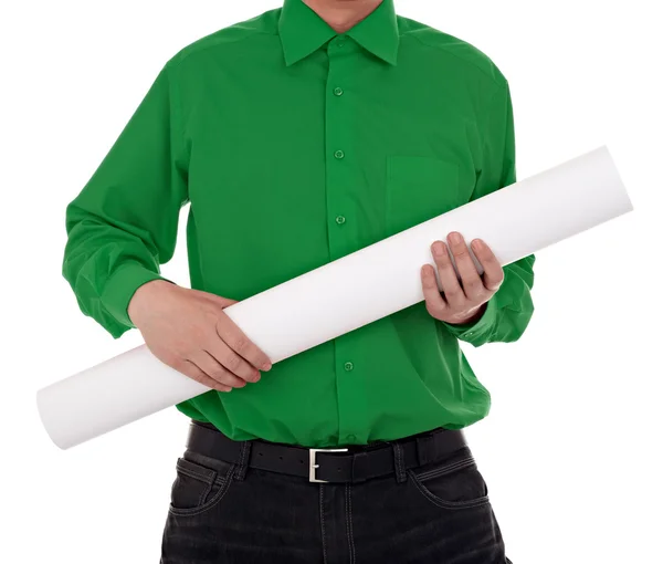 Мужчина в рубашке с пустым знаком — стоковое фото
