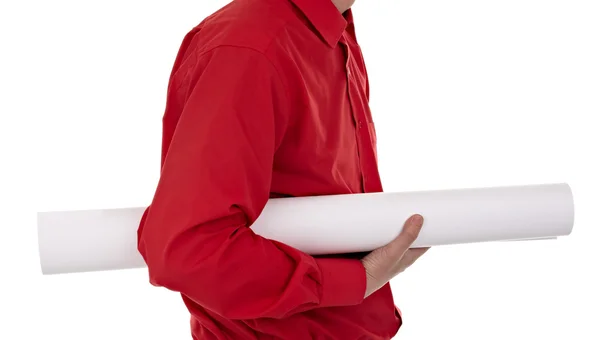 Мужчина в рубашке с пустым знаком — стоковое фото