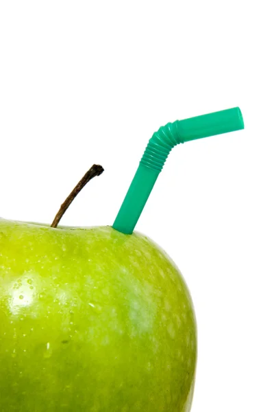 Jabłko i słomy nowe — Zdjęcie stockowe