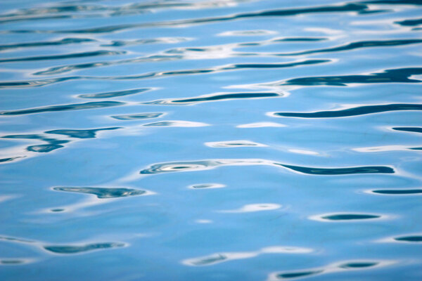 Close up of blue water waves in pool