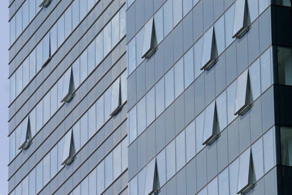 Detail of blue corporate office building