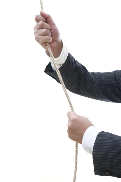 Business hands and rope 1 — Stock Photo, Image