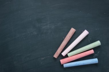 Blackboard and color chalks 1 clipart