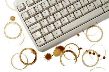 Computer and coffee stains clipart