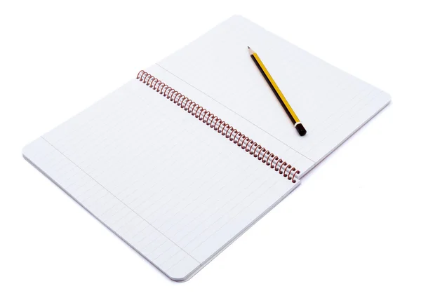 Notebook open and pencil 1 — Stock Photo, Image