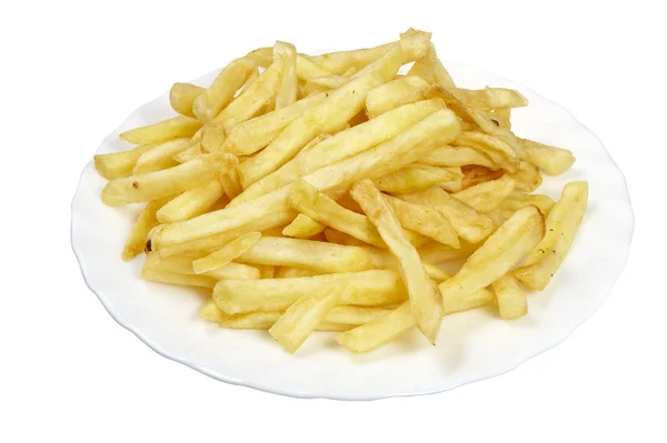 Comida batatas fritas em prato — Fotografia de Stock