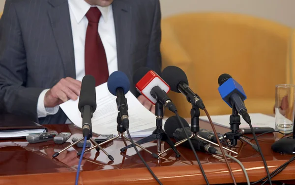 Business conference microphones — Stock Photo, Image