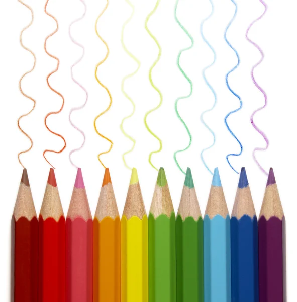 跟踪的彩色铅笔 — 图库照片