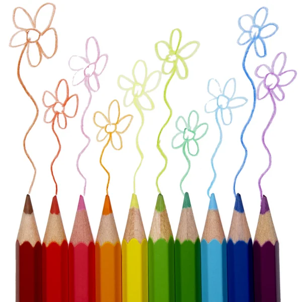 Colorful pencils tracing — Stock Photo, Image