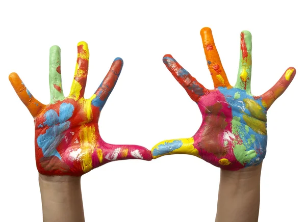 Color painted child hand — Stock Photo, Image