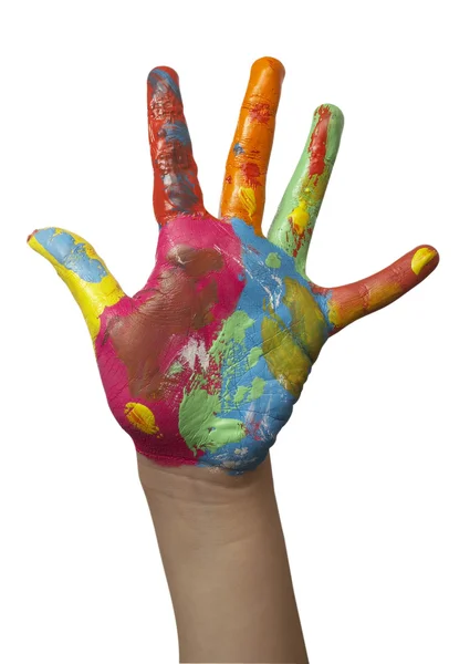 Color pintado niño mano —  Fotos de Stock