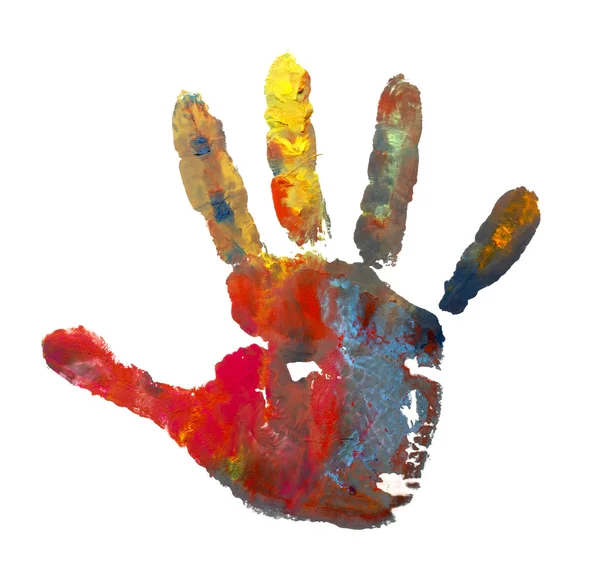 Color painted hand mark 1 — Stock Photo, Image