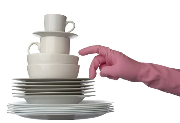 白い皿キッチン — ストック写真