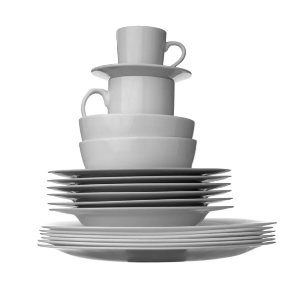 Weiße Gerichte Küche — Stockfoto