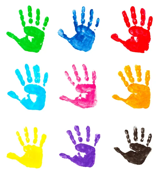 Impressões de mão coloridas — Fotografia de Stock