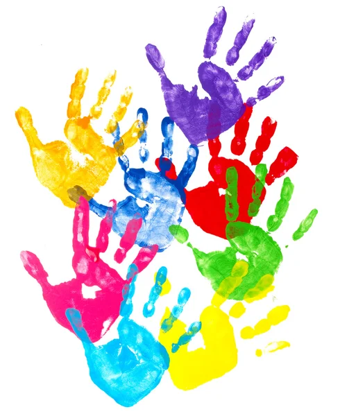 Colorful hand prints — Stock Photo, Image