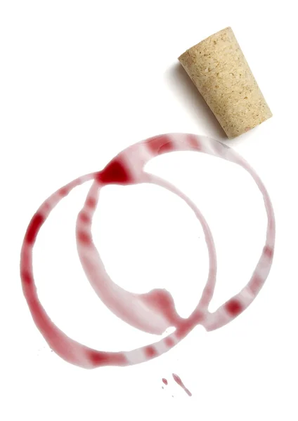 Wine drink marks and cork — Stock Photo, Image