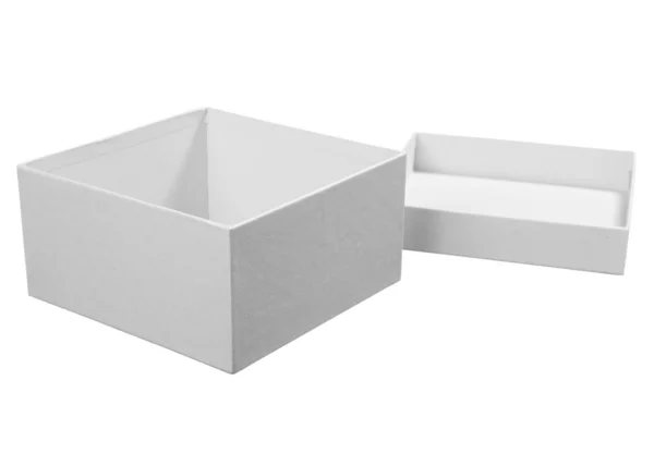 Біла коробка пакету — стокове фото