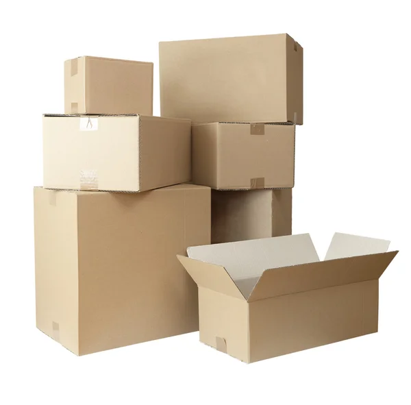 Kartonnen dozen gestapeld pakket — Stockfoto