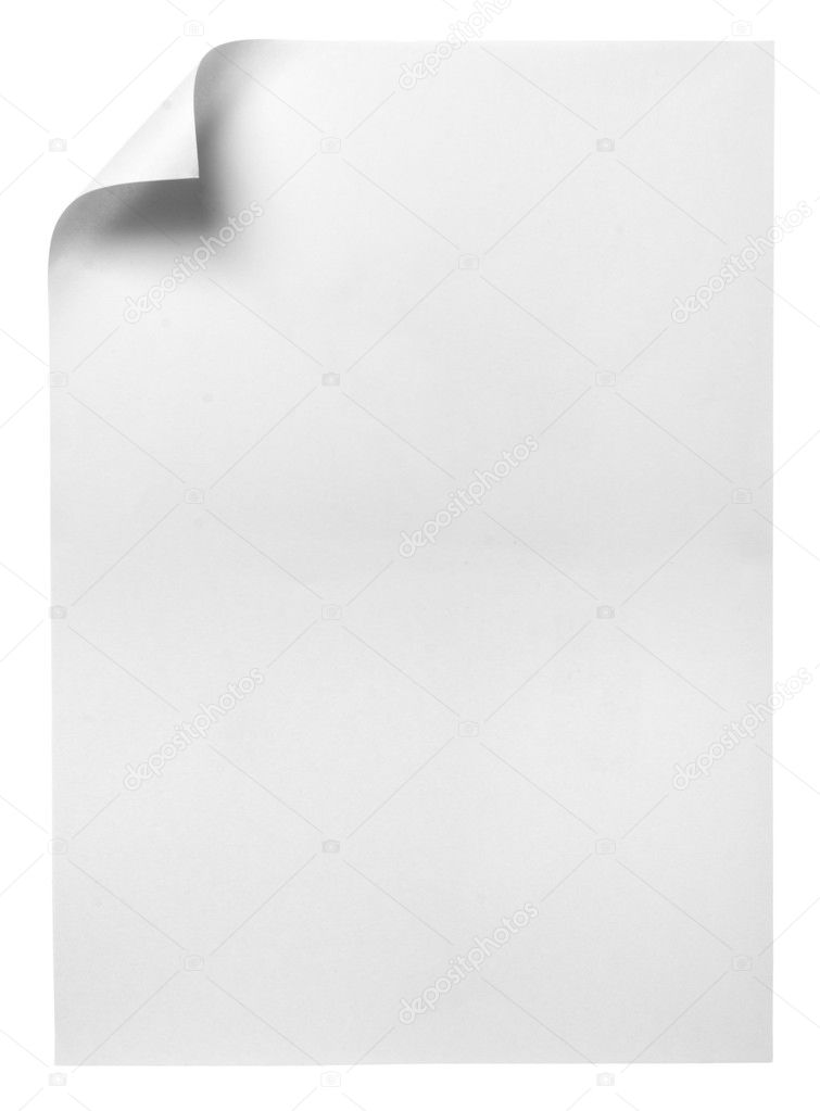 Notebook office blank paper with curl