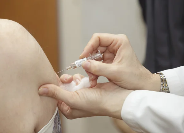 Očkovací stříkačka lékařská zdravotní péče — Stock fotografie