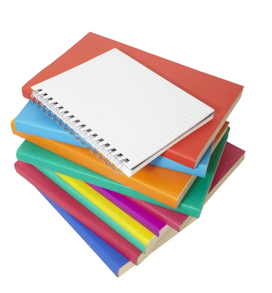 Kolorowe książki edukacja stosu i notebooków — Zdjęcie stockowe