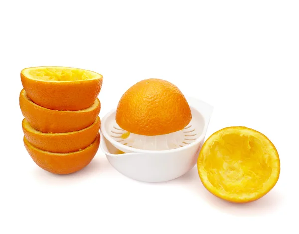 Jus d'orange préparation fruit nourriture alimentation saine — Photo