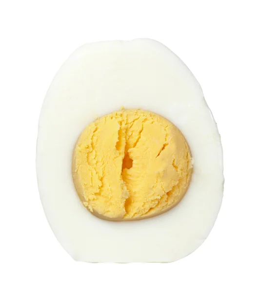 Close up de ovo quebrado no fundo branco, com caminho de recorte — Fotografia de Stock