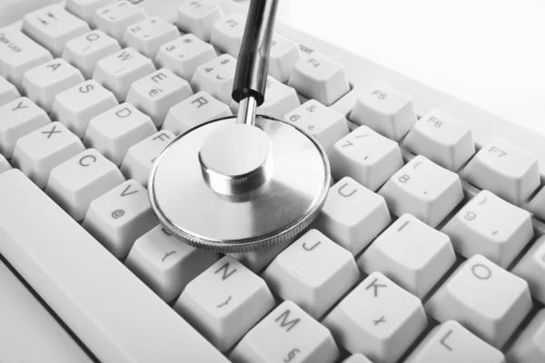 Tastatur Computer Stethoskop Medizin — Stockfoto