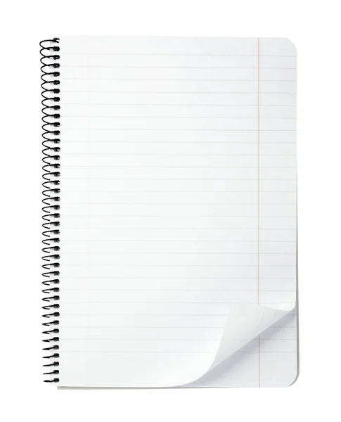 Notebook kancelářský prázdný papír s kudrlinkou — Stock fotografie