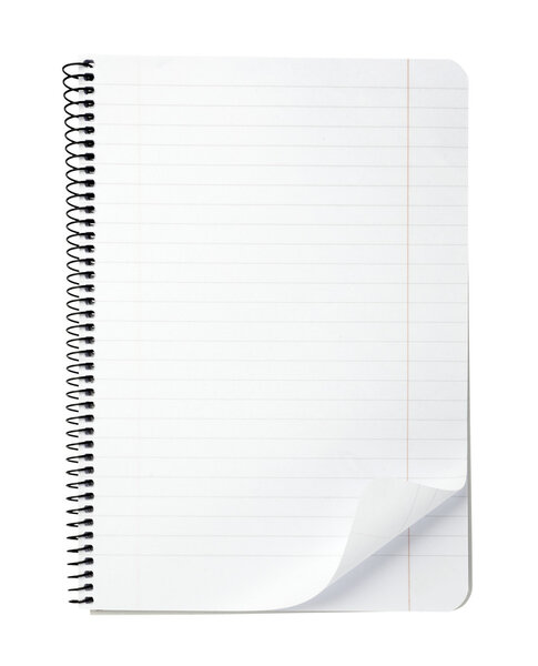 Notebook office blank paper with curl