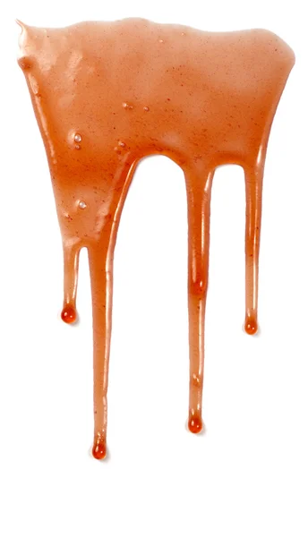 Xarope de chocolate vazando líquido doce comida morango — Fotografia de Stock