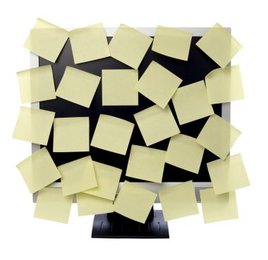 Kağıt notları bilgisayar monitör