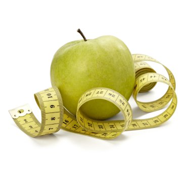 Measure tape tailor diet fitness apple fruit food length weight clipart