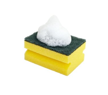 Dish washing sponge foam kitchen cleaning household clipart