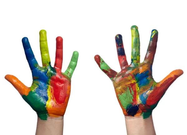stock image Color painted child hand art craft