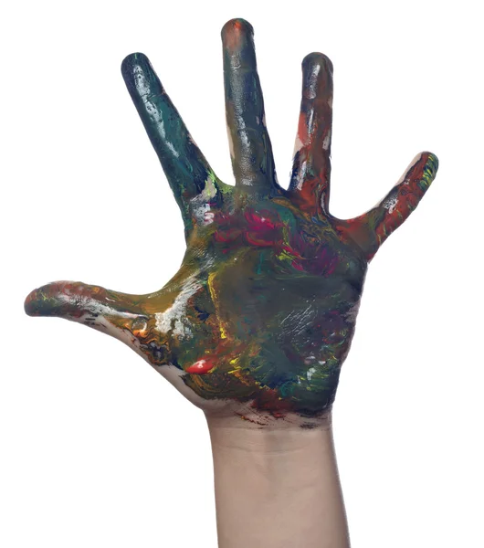 Färg målade barn hand konst hantverk — Stockfoto