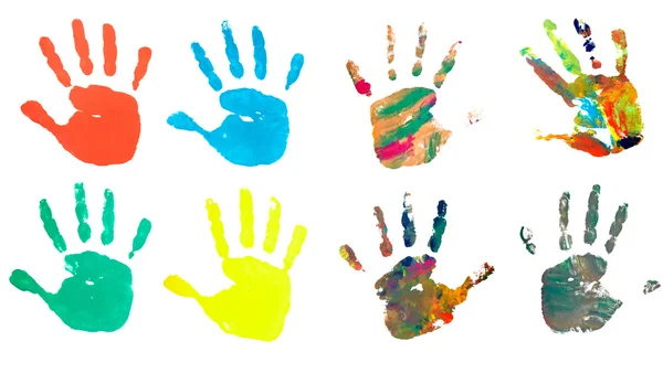 Hand print color art craft trace paint — Stock Photo, Image