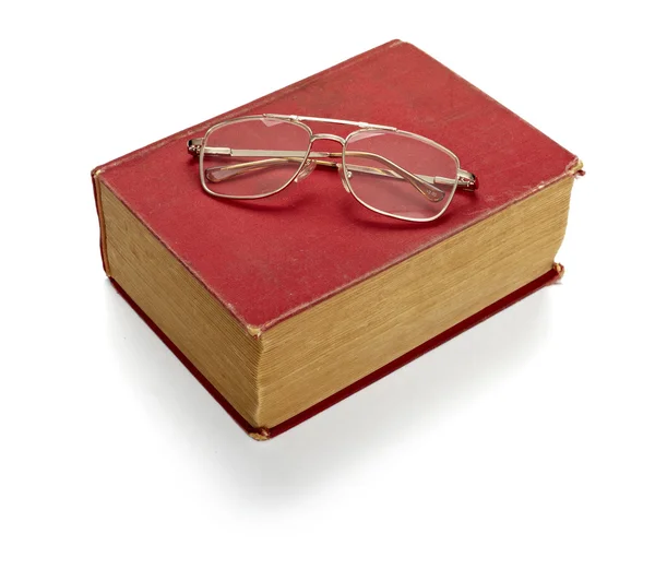 Stará kniha znalosti vzdělání retro vintage brýle dioptrické brýle lo — Stock fotografie