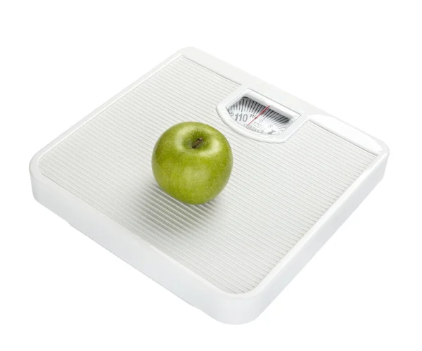 Waage Waage Messung Diät Obst Nahrung Apfel — Stockfoto