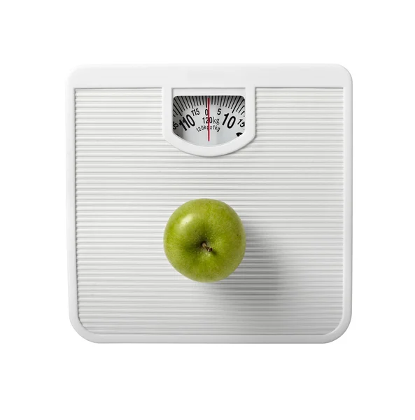 Escala de medición de libra dieta fruta comida manzana — Foto de Stock