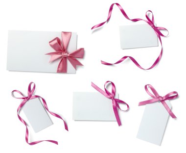 Red ribbon card note collection clipart