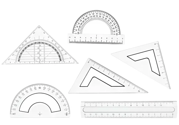 Regolo di plastica geometria matematica istruzione scolastica — Foto Stock