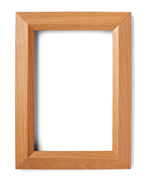 Close up of wooden frame on white background with clipping path