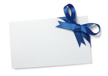 Blue ribbon card note clipart