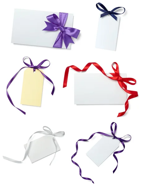Red ribbon card note collection — Stock Photo, Image